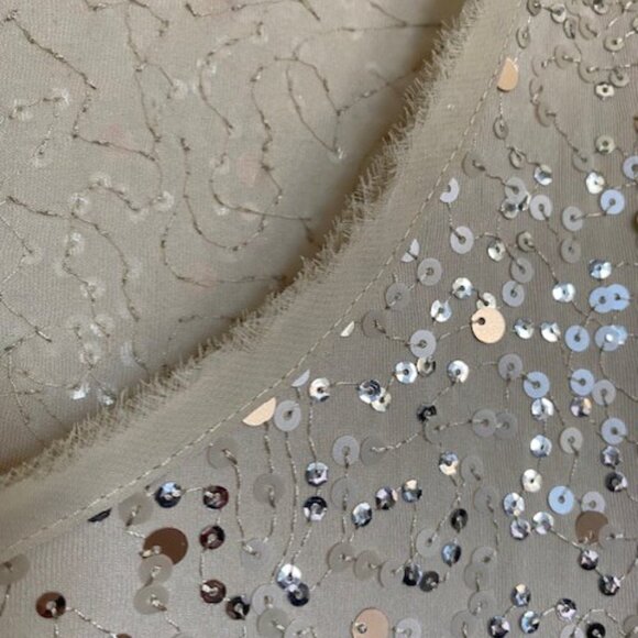 H and M Ivory Sequin Short Sleeve Boxy Blouse Top Medium - Picture 10 of 16